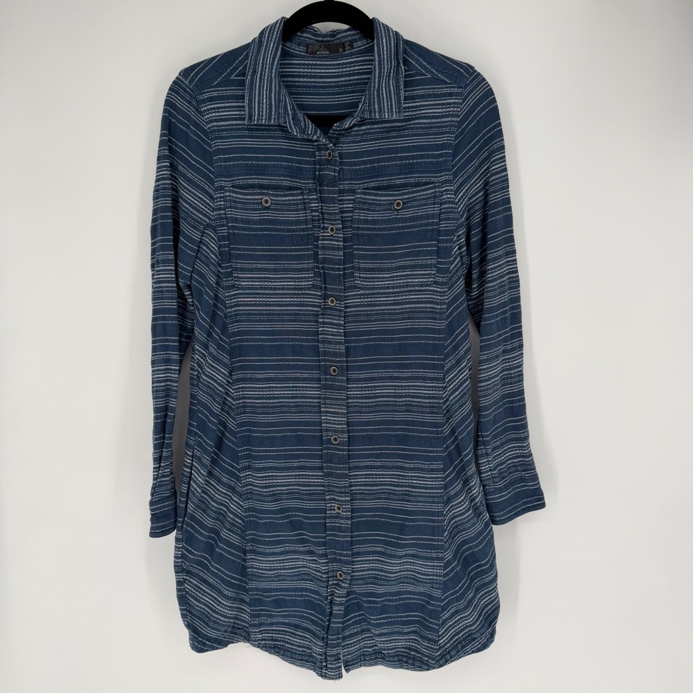 PRANA DYRI SHIRT DRESS SMALL TUNIC 100% ORGANIC COTTON CASUAL BASIC LOOSE FIT